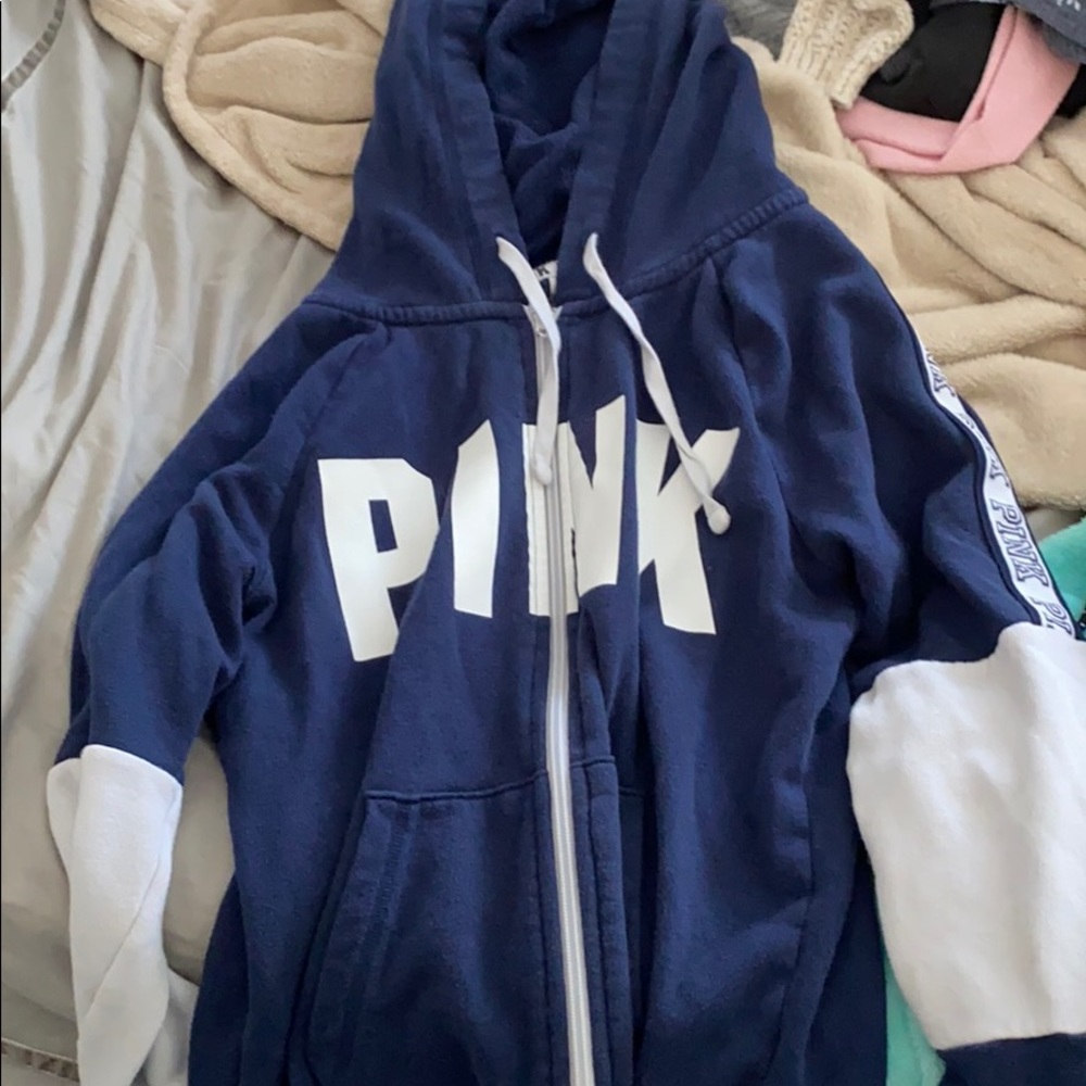 blue zipper up from pink